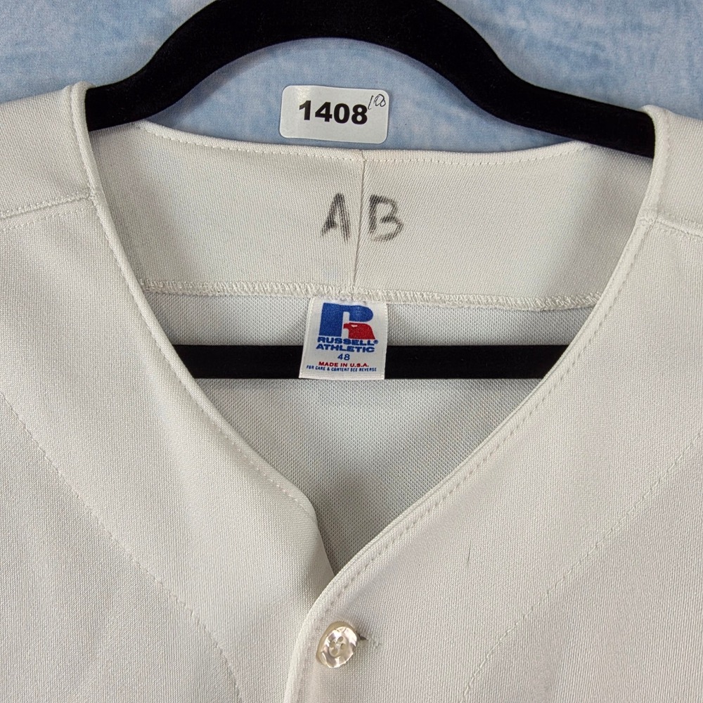 Vintage Russell Athletic USA Baseball Jersey Mens 48 White Button Up Made in USA - Picture 2 of 13